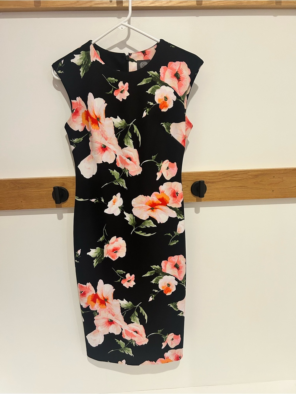 Vince Camuto Black Sheath Dress with Pink Floral Print
